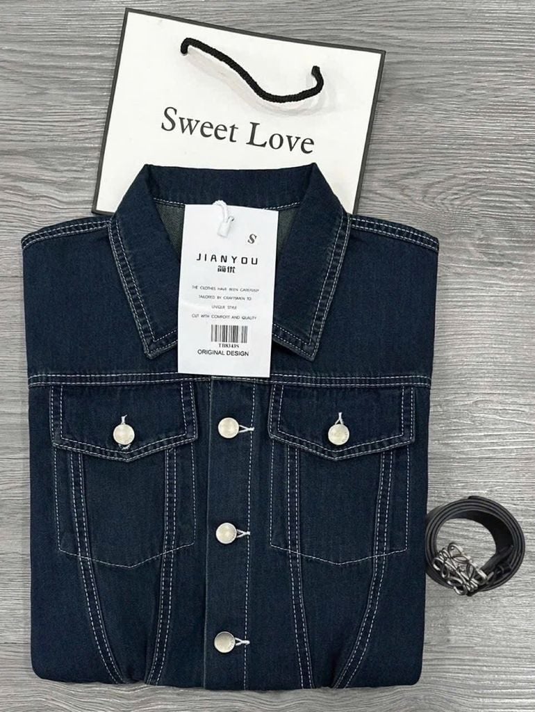 TB8343-Jumd Jean phối túi Xanh Đậm + nịt