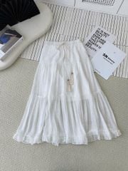 KS0905-Chân váy tầng viền bèo Trắng