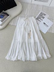 KS0906-Chân váy tầng viền bèo Xanh