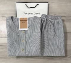 VGU0516 - SET ÁO GILE PHỐI TÚI + QUẦN SHORT XÁM ĐẬM