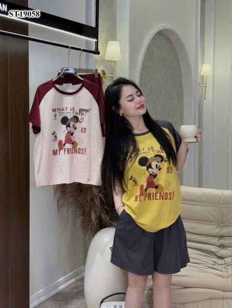 VRA0650 - SET BỘ MICKEY VÀNG PHỐI XÁM (áo vàng)