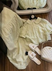 VGU0521 - SET ÁO VIỀN LƯỢN SÓNG + CHÂN VÁY DÀI