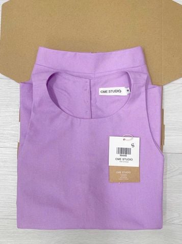 TQ4345-Set áo phối nút sau lưng, quần short Tím