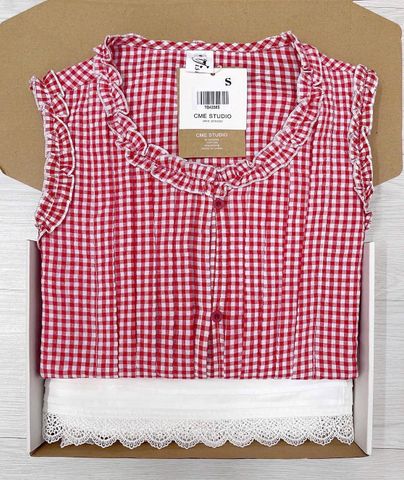 TQ4358 - SET ÁO KIỂU PHỐI VIỀN BÈO + QUẦN SHORT TRẮNG