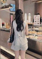 VGU0516 - SET ÁO GILE PHỐI TÚI + QUẦN SHORT XÁM ĐẬM