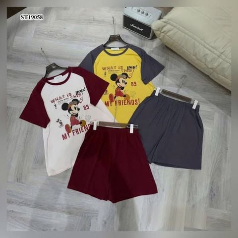 VRA0649 - SET BỘ MICKEY TRẮNG PHỐI ĐỎ (áo trắng)