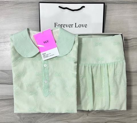 VGU0521 - SET ÁO VIỀN LƯỢN SÓNG + CHÂN VÁY DÀI