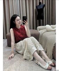 TB5752 - SET ÁO SÁT NÁCH ĐỎ + QUẦN DÀI PHỐI CHÂN BÈO