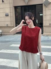 TB5752 - SET ÁO SÁT NÁCH ĐỎ + QUẦN DÀI PHỐI CHÂN BÈO