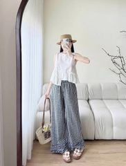 TQ4354 - SET ÁO KIỂU + QUẦN SỌC CARO