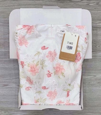 KS0822-Đầm kate thêu họa tiết hoa Hồng