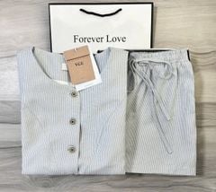 VGU0515 - SET ÁO GILE PHỐI TÚI + QUẦN SHORT XÁM NHẠT