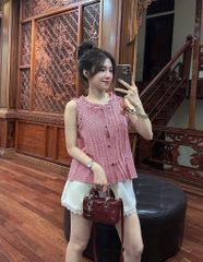 TQ4358 - SET ÁO KIỂU PHỐI VIỀN BÈO + QUẦN SHORT TRẮNG
