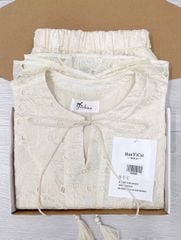 TQ4349-Set tơ tencel thêu, áo sát nách+quần short Kem