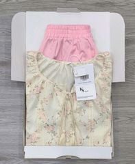 KS0887-Set áo hoa thêu, quần short Hồng