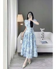 KS0822-Đầm kate thêu họa tiết hoa Hồng