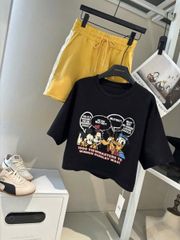 VGU0502-Set áo thun in micky, quần short phối viền ren Vàng