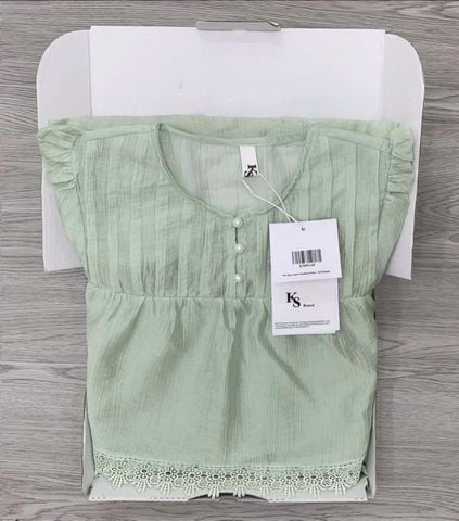 KS0914-Đầm tơ babydooll li ngực  phối viền ren Xanh