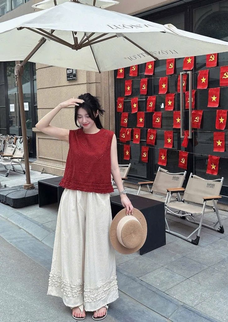 TB5753 - SET ÁO SÁT NÁCH KEM + QUẦN DÀI PHỐI CHÂN BÈO