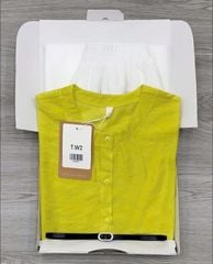 KS0894-Set áo sơ mi tay liền, quần suông Trắng + nịt