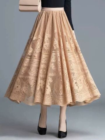 LIN0017 - Chân váy ren nâu 916