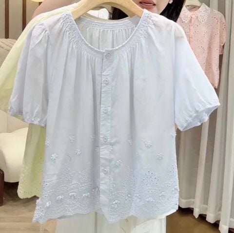 LIN0181 Áo hoa Xanh chân thêu 8500