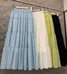 LEN3236 Chân váy đũi tầng Trắng 2531