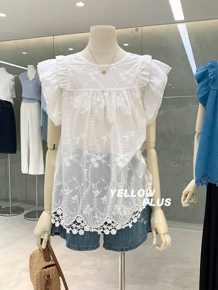LEN3191 Áo chân ren Kem tay cánh tiên 091