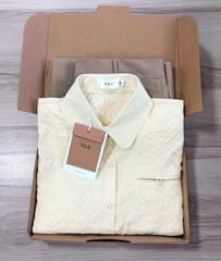 VGU9009-Set áo sơ mi tay dài, quần suông