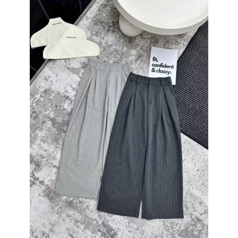 LEN1943 QUẦN TÂY SỌC SUÔNG QC (XÁM NHẠT)