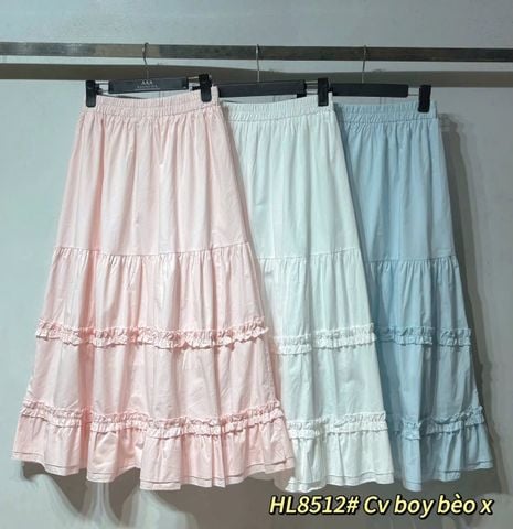 LEN3275 Chân váy tầng bèo Trắng 8512