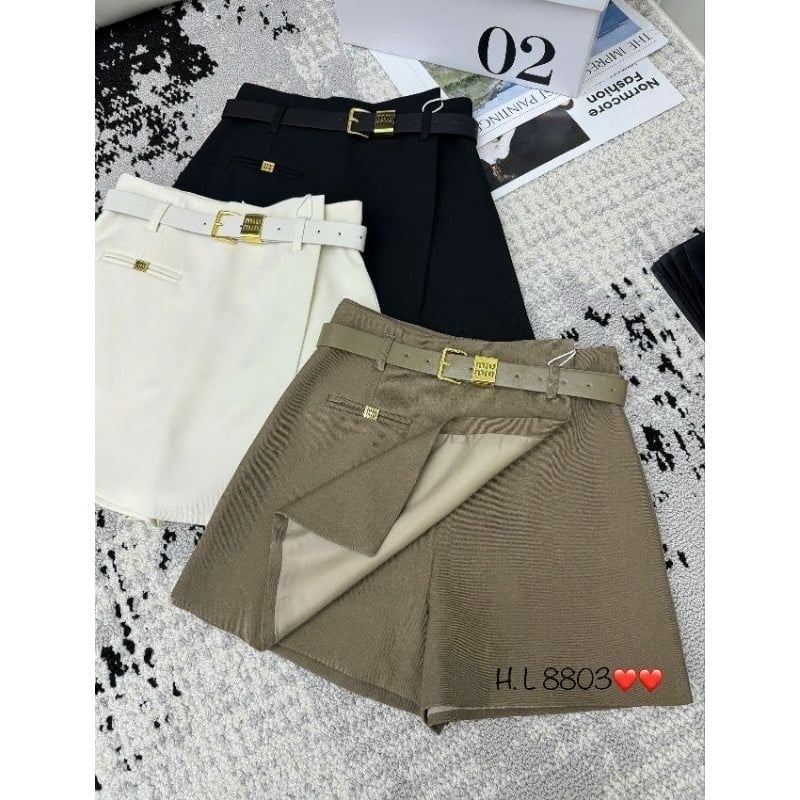 LEN1017 QUẦN GIẢ VÁY + NỊT MIU (ĐEN)