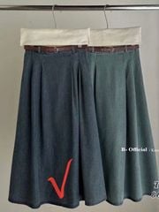 LEN1023 CHÂN VÁY JEAN QC DÁNG DÀI + NỊT (Xanh)