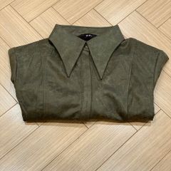 QCC0031- Áo da cổ nhọn màu Rêu