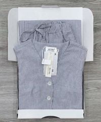 KS0885-Set áo Gile nhúng eo, quần suông sọc