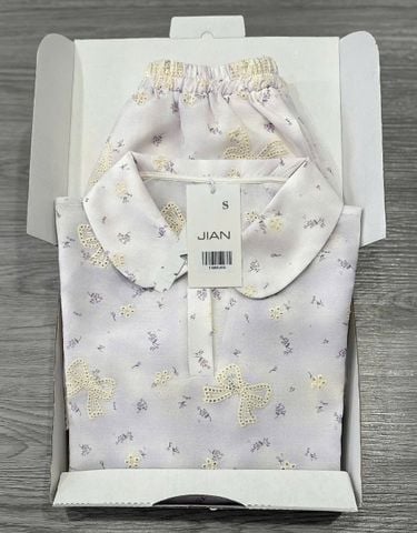 TB8549 SET BỘ HOA THÊU NƠ, QUẦN SHORT (TÍM)
