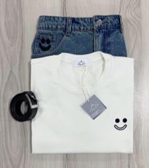 SET ÁO THUN, VÁY JEANS NGẮN KÈM DÂY LƯNG