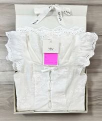 VGU0239 ĐẦM TRẮNG THÊU VIỀN REN