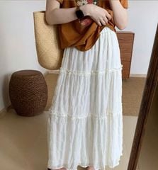 LEN3109 Chân váy tầng sóng dọc Vàng 88963