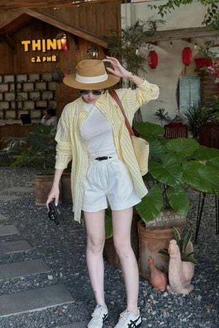KS0776 - SET ÁO SƠ MI - ÁO 3 LỖ + QUẦN KAKI - KÈM NỊT ( SET 4 MÓN)