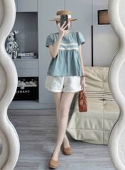 KS0699 - SET ÁO PHOM BABY DOLL + QUẦN SHORT TRẮNG