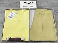 SKY8388 Set áo thun Vàng, quần short + đai