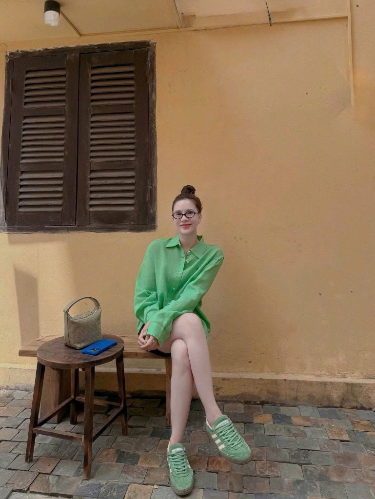 KS0802 - SET ÁO SƠ MI XANH TAY DÀI - QUẦN THUN