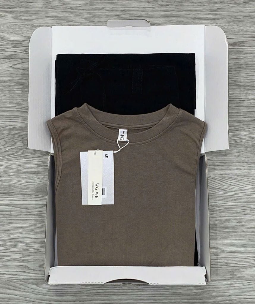 KS0819 - SET ÁO THUN 3 LỔ - QUẦN DÙ ĐEN