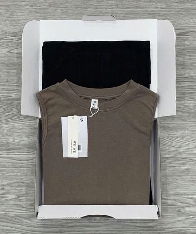 KS0819 - SET ÁO THUN 3 LỔ - QUẦN DÙ ĐEN