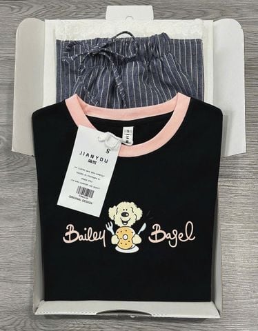 TB8414 - SET ÁO IN ĐEN - QUẦN DÀI SỌC