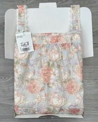 KS8423- ĐẦM HOA PHỐI TÚI XANH DƯƠNG