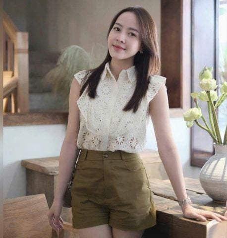 VGU0391 - SET ÁO REN KIỂU KEM - QUẦN SHORT