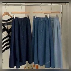 VGU0384 - SET ÁO SƠ MI TRẮNG RÚT DÂY EO - CV JEAN XANH ĐẬM