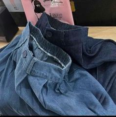 VGU0384 - SET ÁO SƠ MI TRẮNG RÚT DÂY EO - CV JEAN XANH ĐẬM